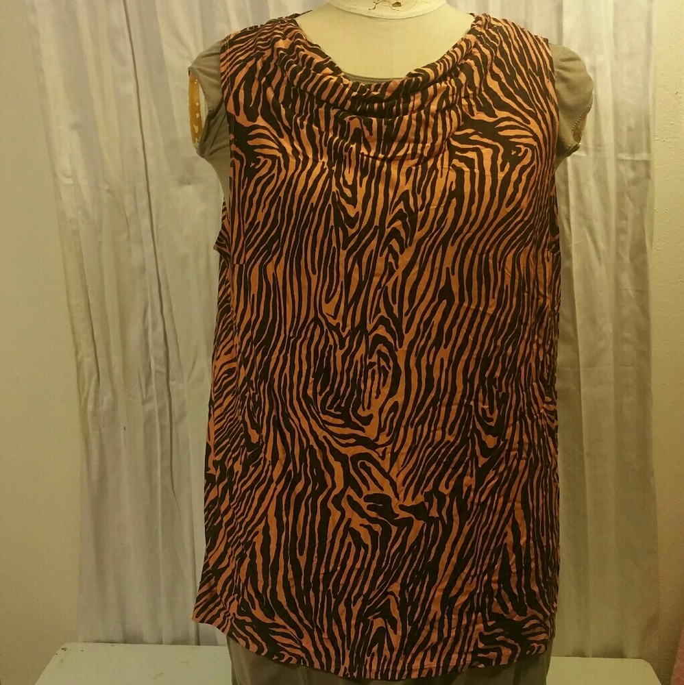 Bob Mackie Zebra Print Sleeveless Blouse